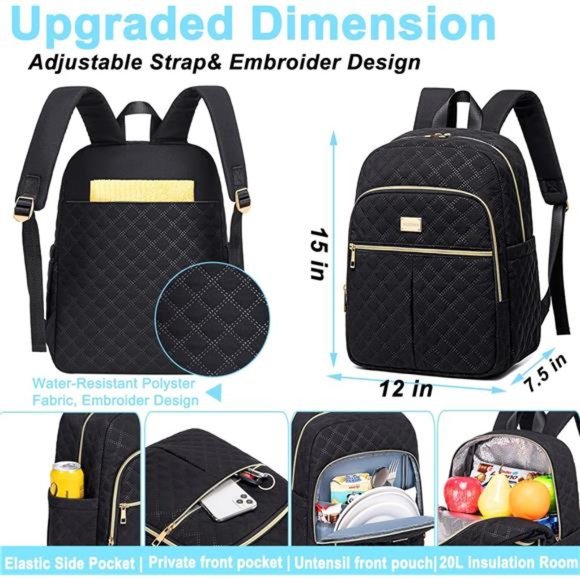 Lunch Backpack,20L Backpack Cooler Insulated, Backpack Lunch Bag W/ Side Pockets main image 7